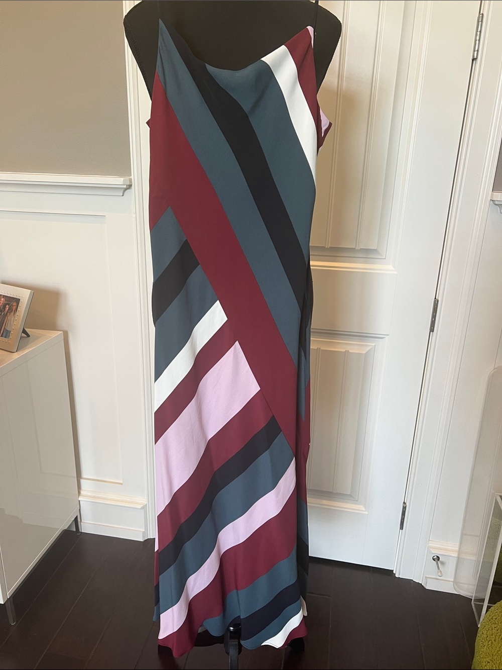 NWT Size 4 Ann Taylor Striped Diagonal Maxi Slip Dress.